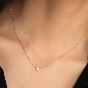 14K SOLID YELLOW GOLD & DIAMOND NECKLACE